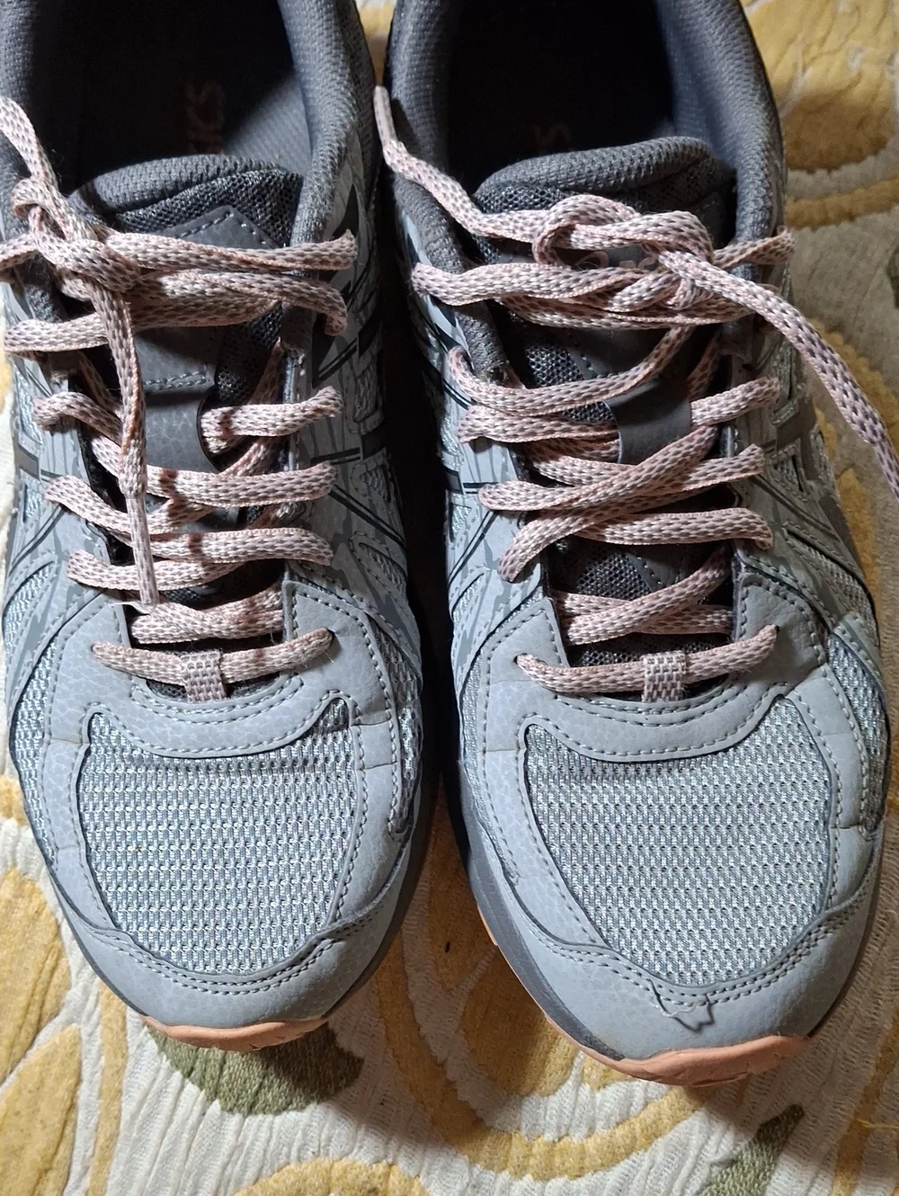 Asics Gray Sneakers with Light Pink Accents